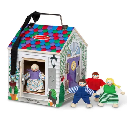 Wooden doorbell dollhouse