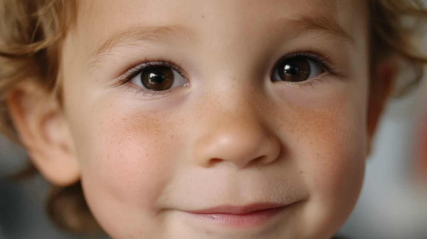 Close-up of a smiling child, illustrating healthy oral rest posture
