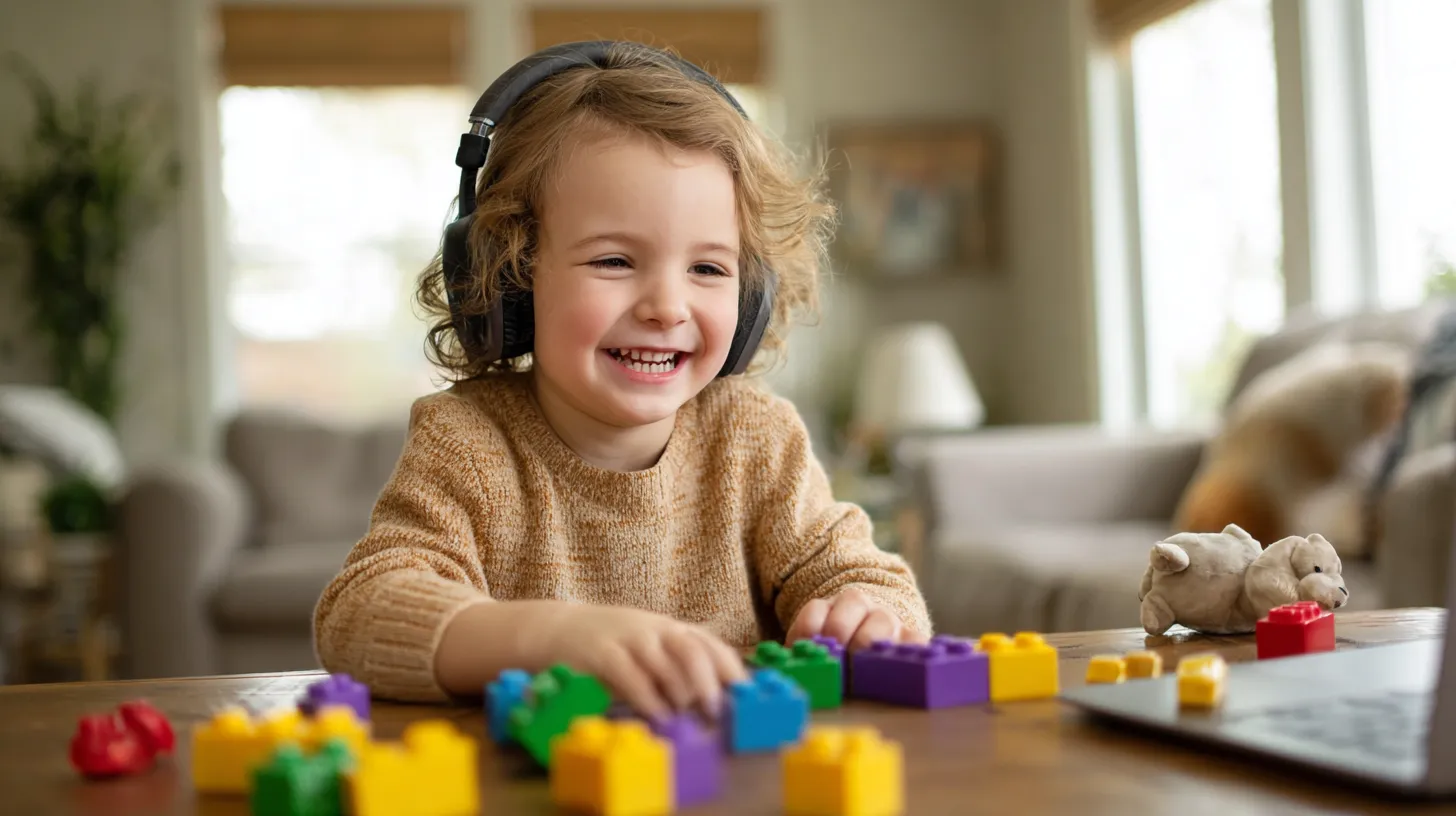 Child engaged in a virtual therapy session at home